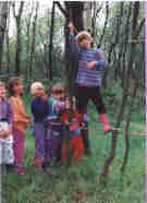 børn klatrer i to-reb bane